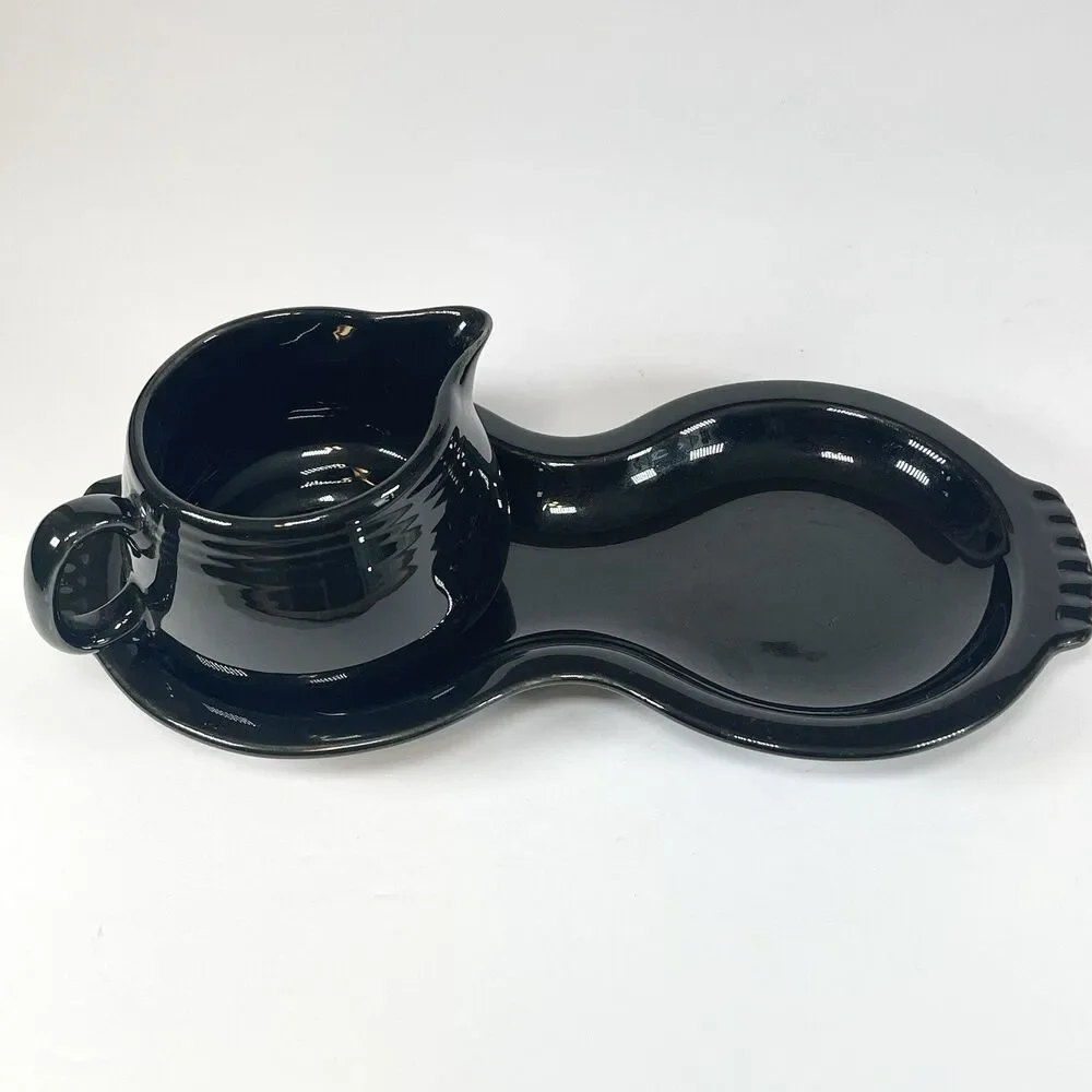 Homer Laughlin Fiesta USA Black Creamer & Underplate Tray Dish Fiesta ware